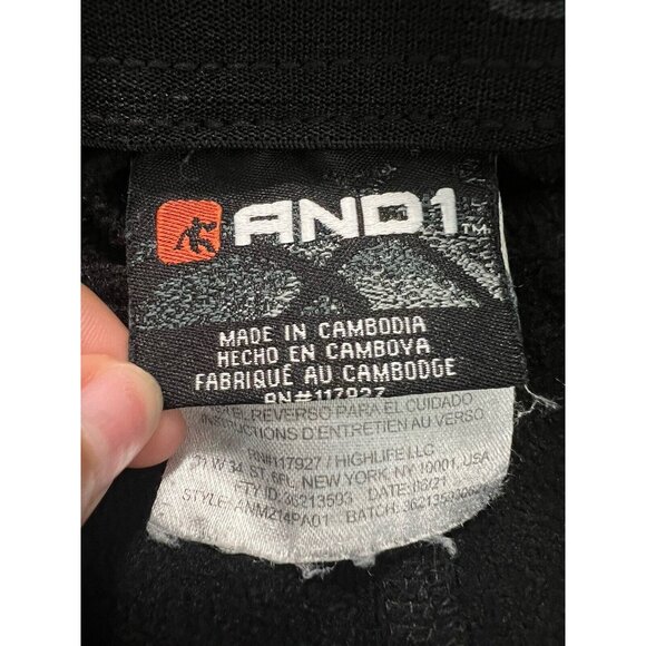 AND1 Men Joggers Sweat Pants Size Large Black Pocket Drawstring Preppy Athletic - Picture 8 of 15